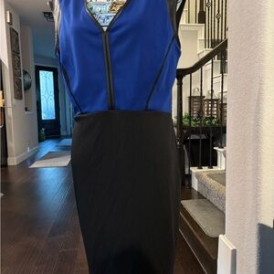 Worthington Blue and Black Midi Dress